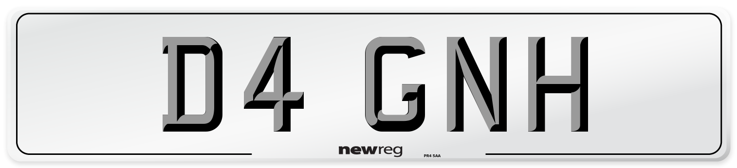 D4 GNH Number Plate from New Reg